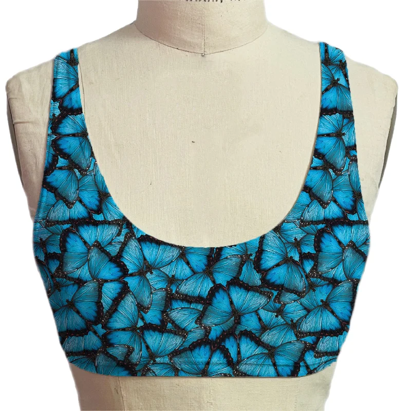 Blue Butterfly Micro Scoop Bra Supportive Sports Bra