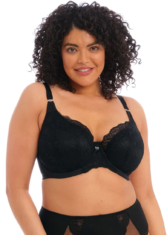 Brianna Underwired Padded Half Cup Bra In Black - Elomi Elegant Lace Lingerie