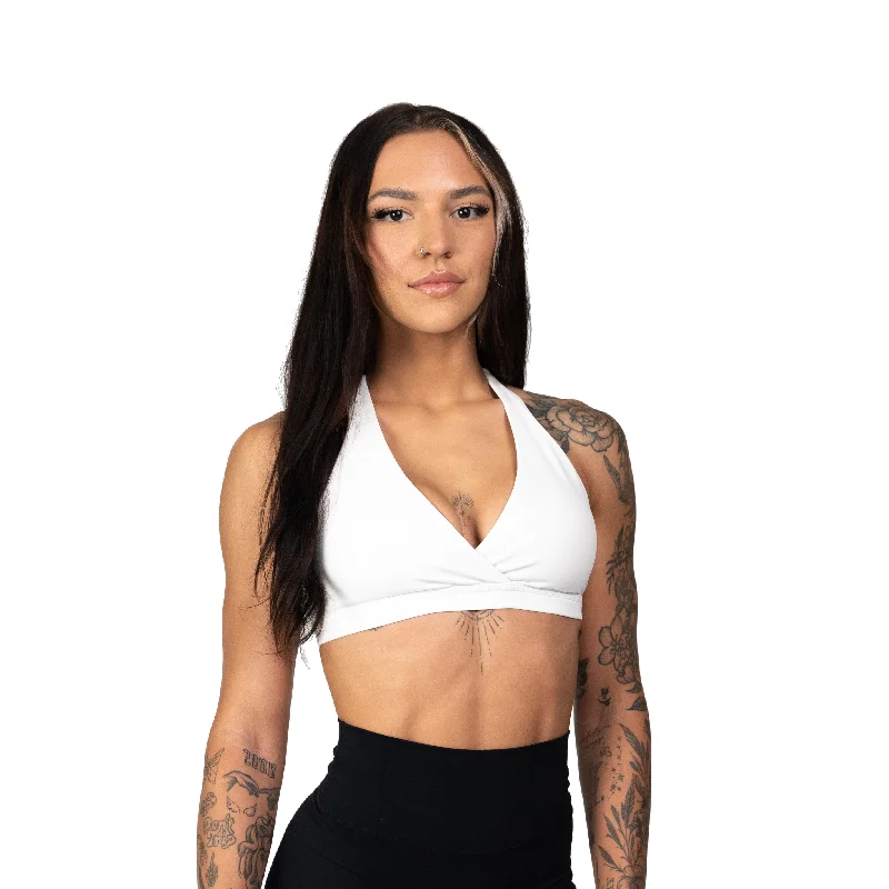 CORE HALTER SPORTS BRA - WHITE Light Padded Bra