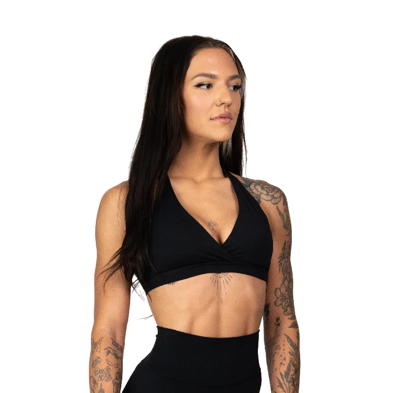 CORE HALTER SPORTS BRA - BLACK Minimalist Wireless Bra