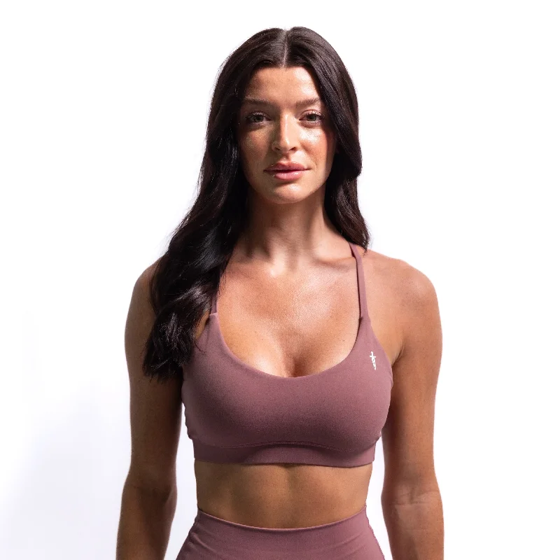 CORE V-NECK SPORTS BRA - MAUVE Comfortable Lace Bra