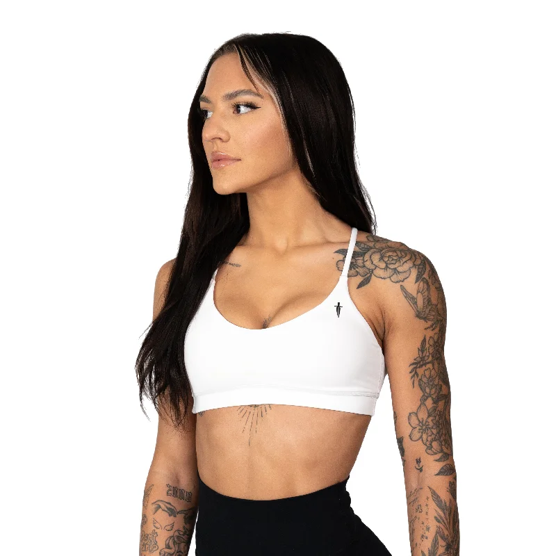 CORE V-NECK SPORTS BRA - WHITE Chic Lace Underwear