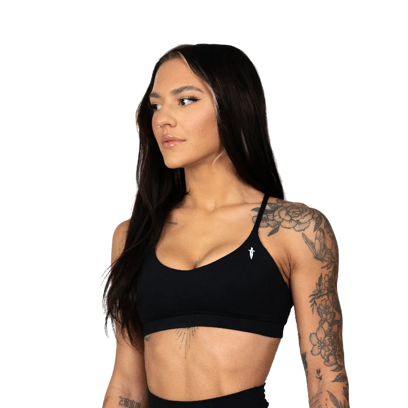 CORE V-NECK SPORTS BRA - BLACK Smooth Stretch Bra