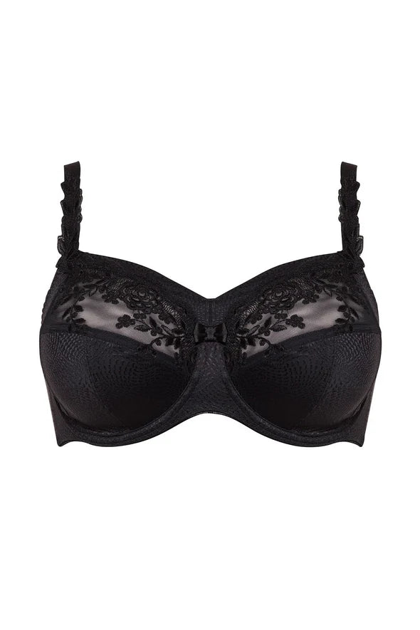 Ella Sheer Panel Underwire Bra In Black - Ulla Sports Support Bra