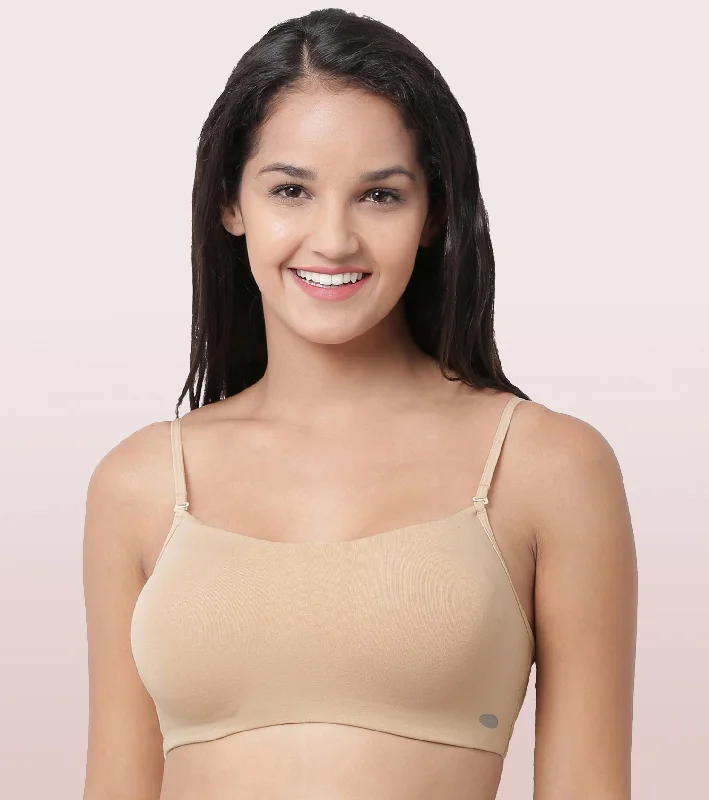 Full Coverage Non-Padded Wirefree Comfort Cami Detachable Bra Soft Stretch Bra