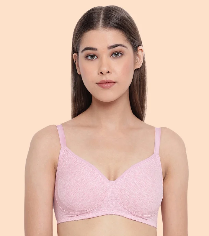 Enamor Fab-Cool A042 Side Support Shaper  Stretch Cotton Everyday Bra for Women- High Coverage, Non Padded and Wirefree - Orchid Melange Smooth Stretch Bra