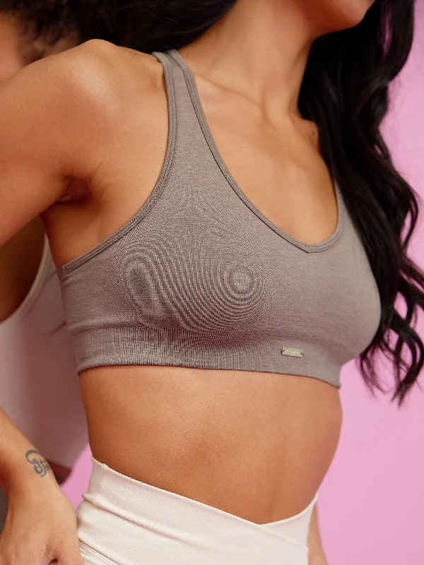 Focus Seamless Sports Bra - Taupe Marl Trendy Lace Bra