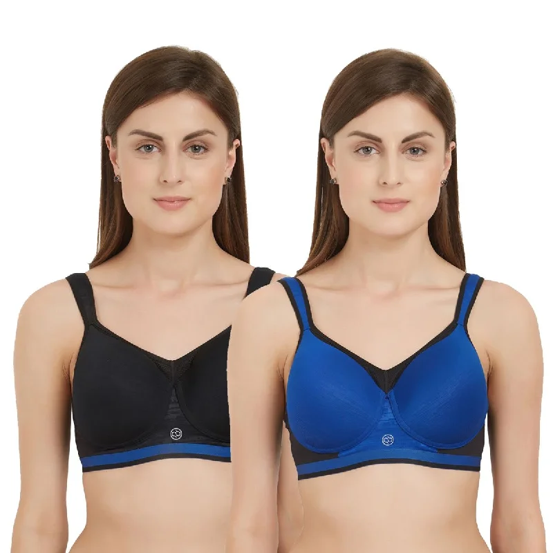 Full Coverage High Impact Padded Non Wired Sports Bra (Pack of 2) CB-906 Smooth Stretch Bra