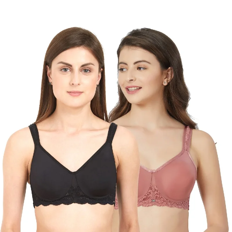 Full Coverage Non Padded Wired Lace Bra (Pack Of 2) FB-609 Soft Mesh Bra