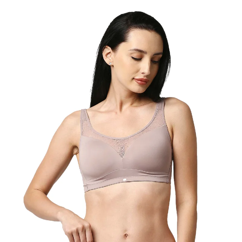 Full Coverage Padded Non Wired Bra With Lace Detailing- CB-132 Comfortable Lace Bra