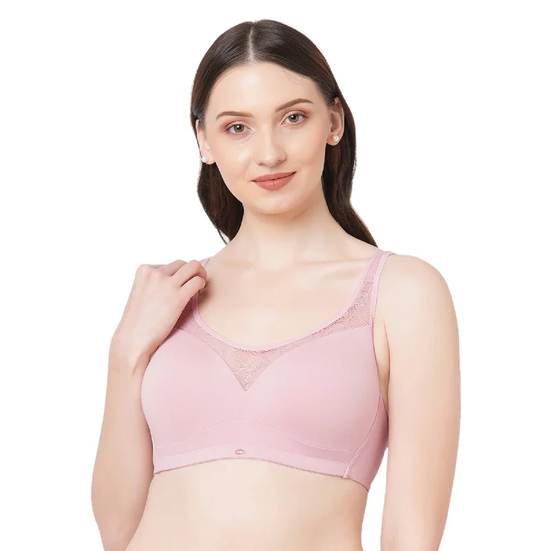 Full Coverage Padded Non Wired Bra With Lace Detailing- CB-132 Soft Cup Bralette