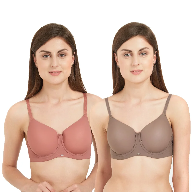 Full Coverage Padded Wired Bra(PACK OF 2)-COMBO CB-121 Soft Mesh Bra