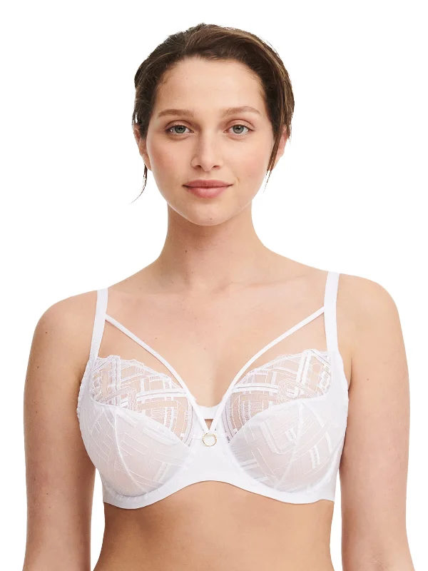 Graphic Support Full Coverage Bra In White - Chantelle Comfort Fit Bralette