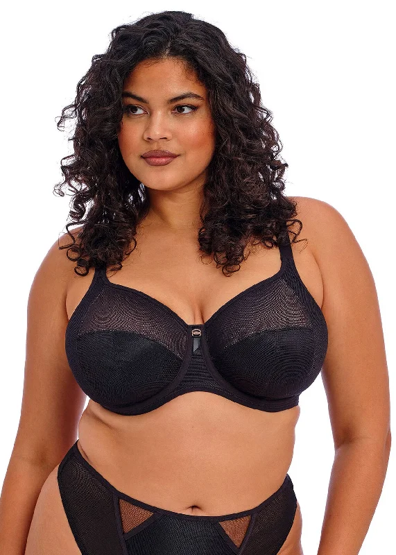 Kintai Underwired Bra In Black - Elomi Lacy Underwire Bra