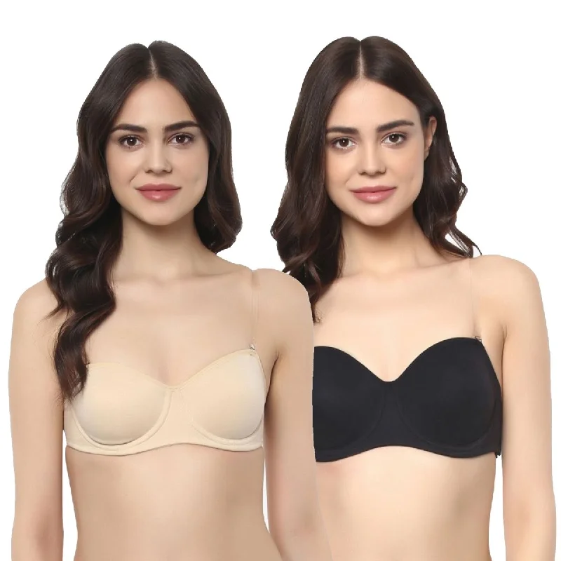 Medium Coverage Non Padded Non Wired Multiway Bra (PACK OF 2) CB-322A Soft Cotton Bra