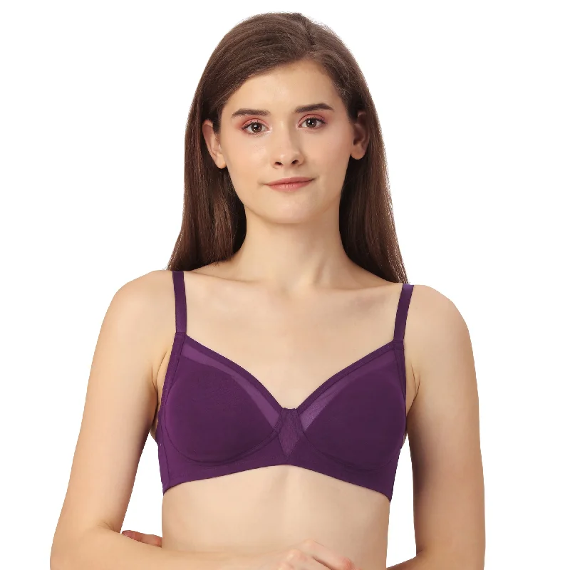 Non Padded Non Wired Medium Coverage Cotton Spandex Bra CB-340 Push-Up Wireless Bra