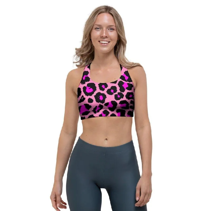 Pink Cheetah Leopard Sports Bra Seamless Bra Design