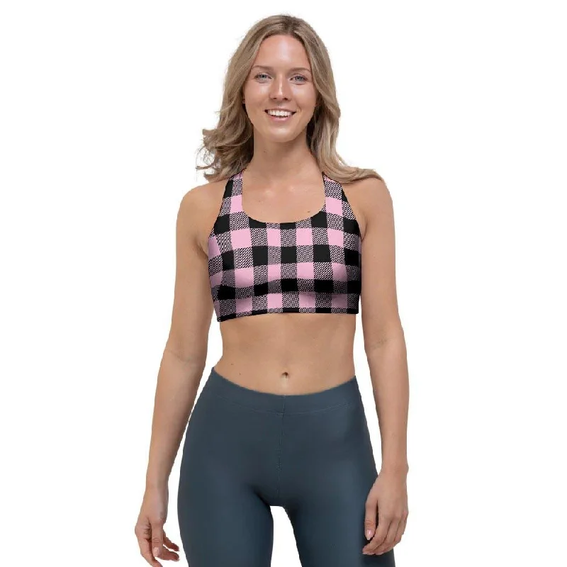 Pink Plaid Sports Bra Classic Wire-Free Bra