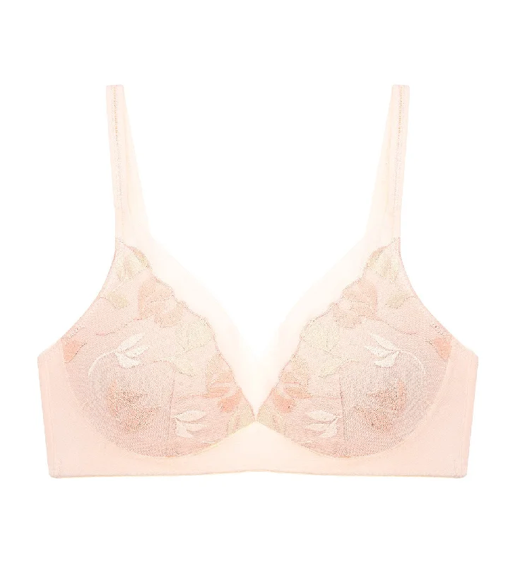 SPRING EMBROIDERY NON-WIRED PADDED BRA Chic Satin Bra