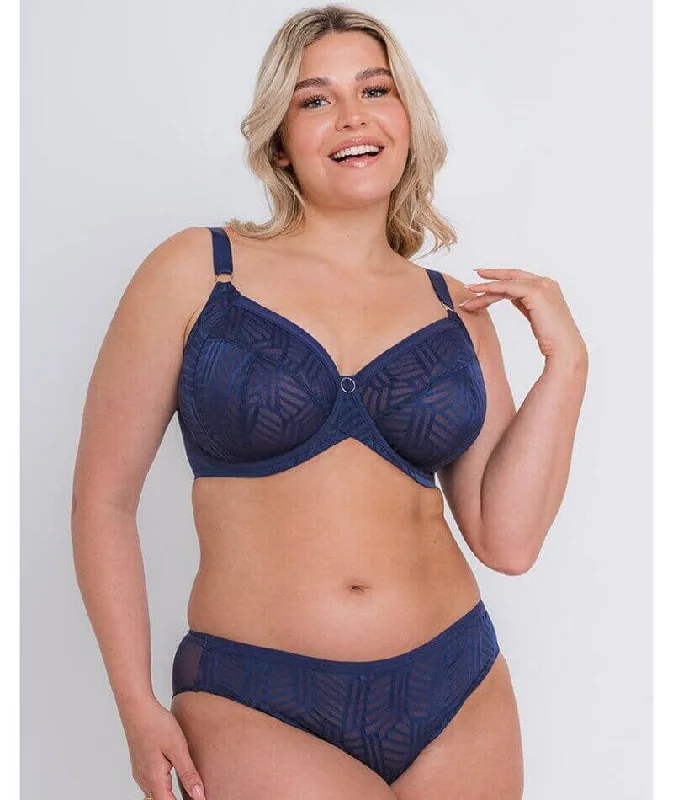 Wonder Vibe Full Cup Side Support Bra In Navy - Curvy Kate Limited Sexy Mesh Bra