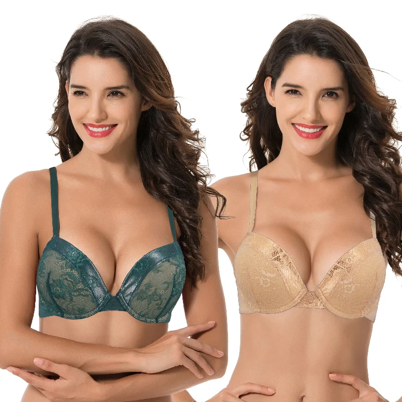 Women's Plus Size Add 1 and a half Cup Push Up Underwire Lace Bras Active Support Bra Women's Plus Size Add 1 and a half Cup Push Up Underwire Lace Bras Active Support Bra