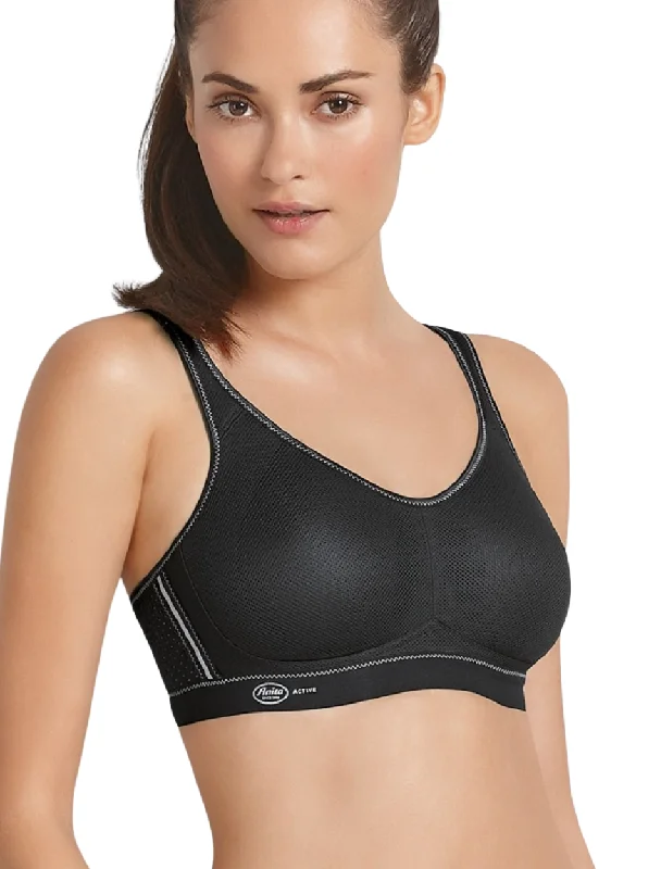 Anita Air Control Soft Cup Sports Bra Maximum Support, Black Sleek Push-Up Bra