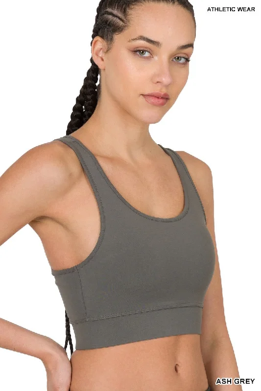 Ash Grey Padded Sports Bra Sexy Mesh Bralette