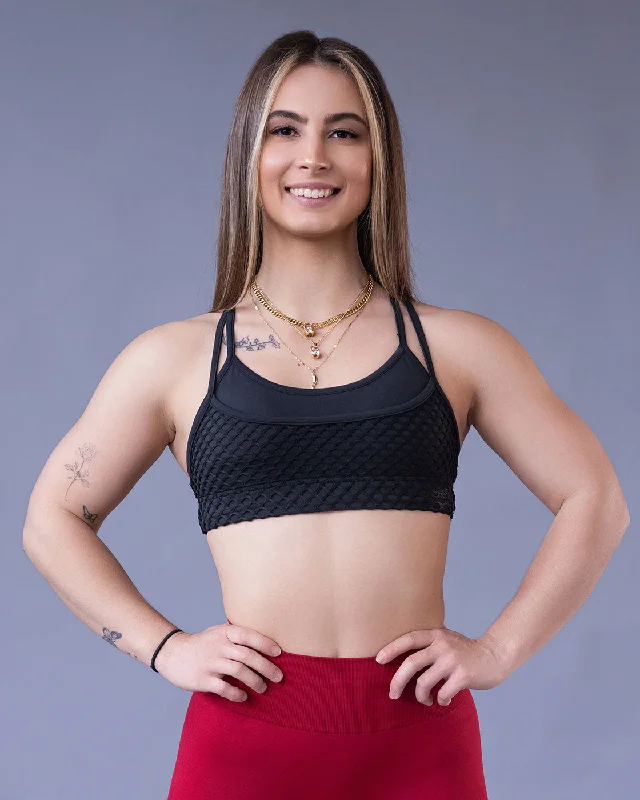 Black Veil Sports Bra High-Cut Bra Design