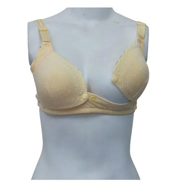 Buttoned Cups Feeding Bra High-Cut Bra Design