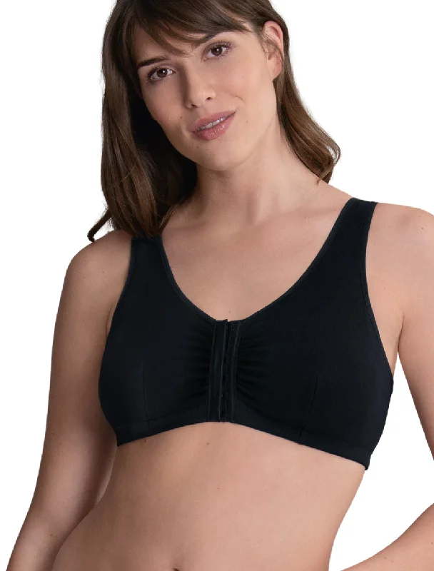 Anita Hazel Post Mastectomy Bra, Black | Black Front Closure Mastectomy Bras Elegant Lace Lingerie