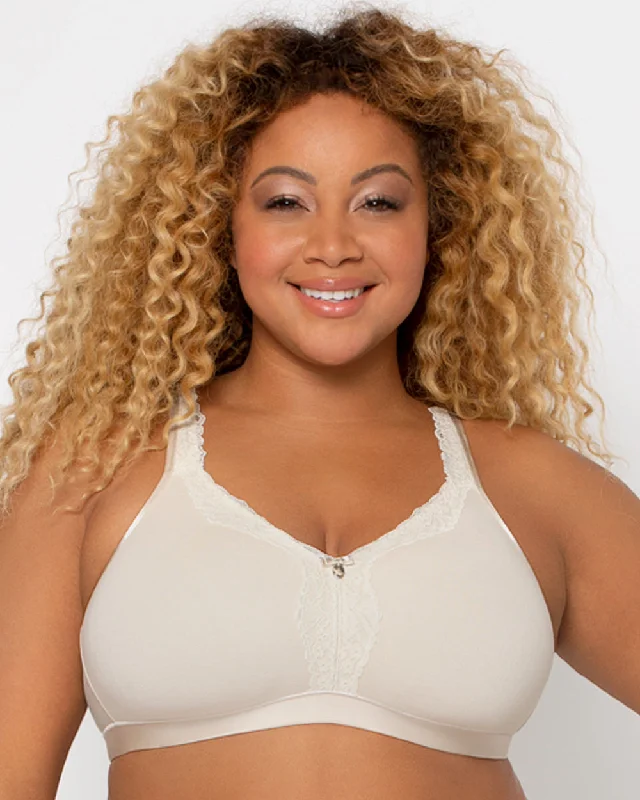 Cotton Luxe Unlined Wireless Bra - Natural Adjustable Back Bra