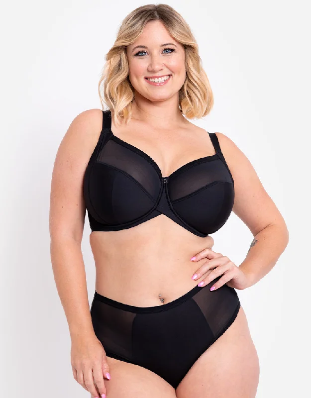 Curvy Kate WonderFully Full Cup Side Support Bra Black Wireless Lace Bra