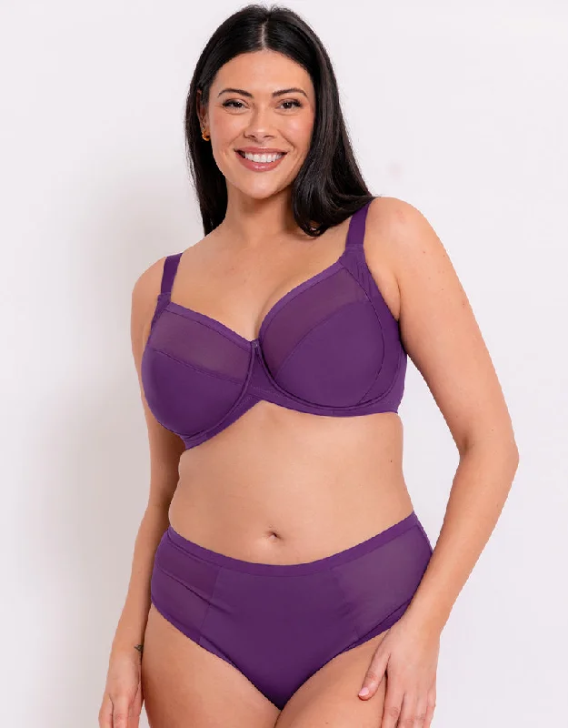 Curvy Kate WonderFully Full Cup Side Support Bra Purple Elegant Lace Bralette