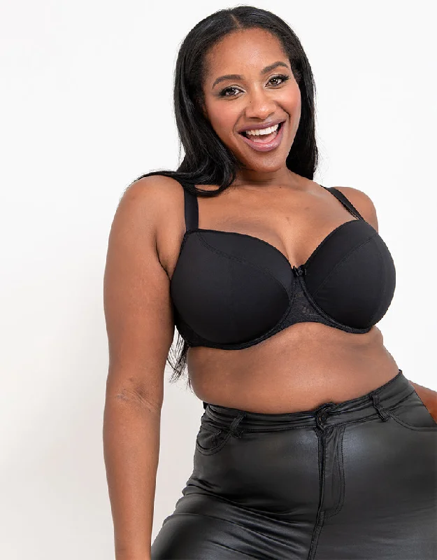 Flirtelle Emma Padded Balcony Bra Black Comfortable Lace Bralette