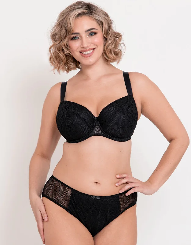 Flirtelle Esme Padded Balcony Bra Black Smooth Stretch Bra