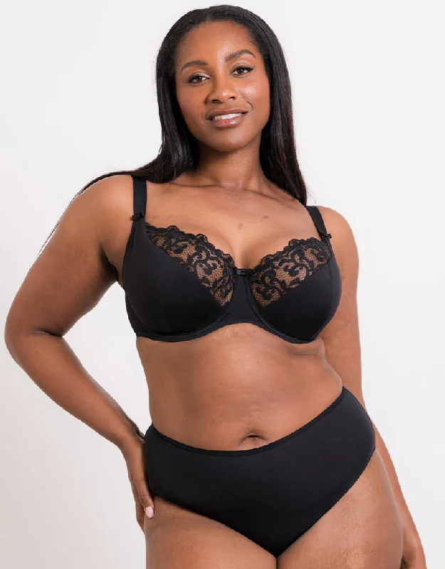 Flirtelle Swirl Balcony Bra Black Elegant Lace Bralette