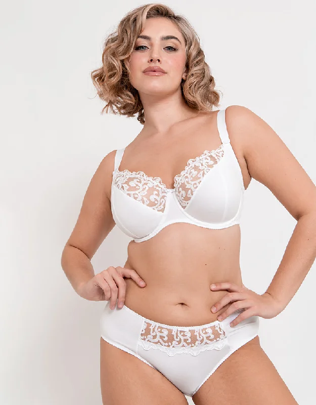 Flirtelle Swirl Balcony Bra White Sexy Lace Bralette