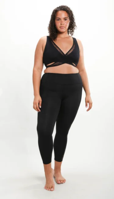 Floral Lace Mesh X-Back Sport Bra Adjustable Fit Bra
