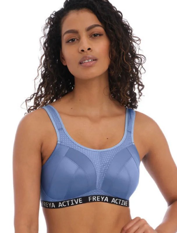 Freya Dynamic Non Wired Sports Bra, Denim | Freya Sports Bra Push-Up Padded Bra