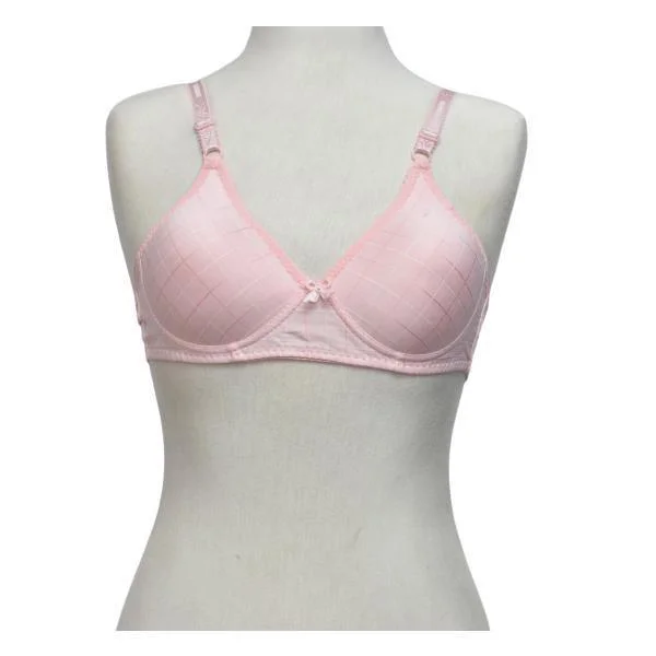 Glossy Check Print Girl Bra Push-Up Wireless Bra
