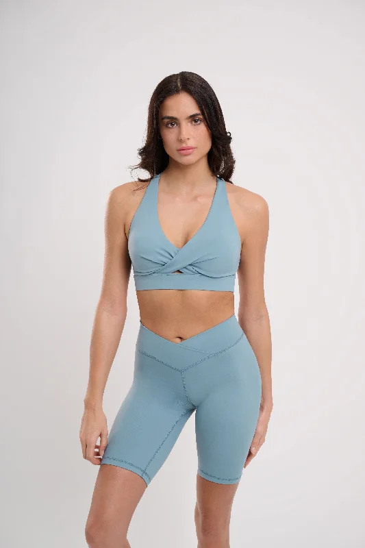 Iris Wrap Bra Sky Blue Wireless Lace Bra