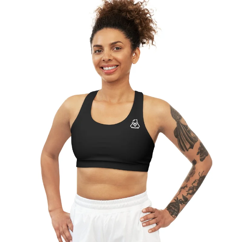 Kickin Chickin Little White Bo Black Sports Bra Soft Strapless Bra