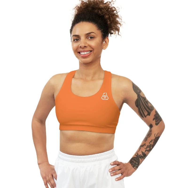 Kickin Chickin Little White Bo Orange Sports Bra Soft Padded Bralette