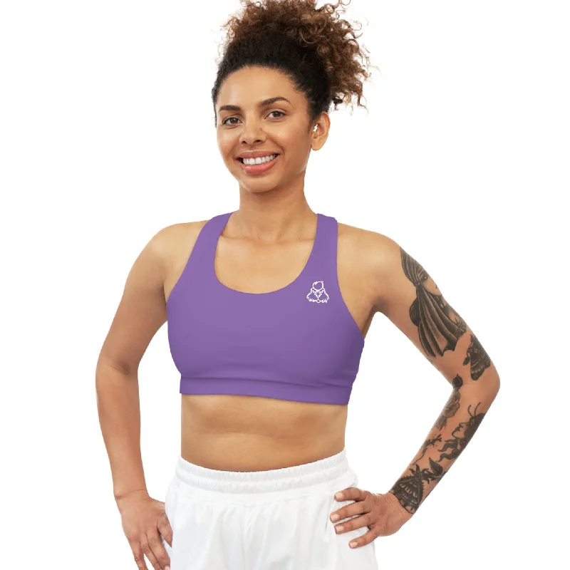 Kickin Chickin Little White Bo Purple Sports Bra Seamless Bra Design