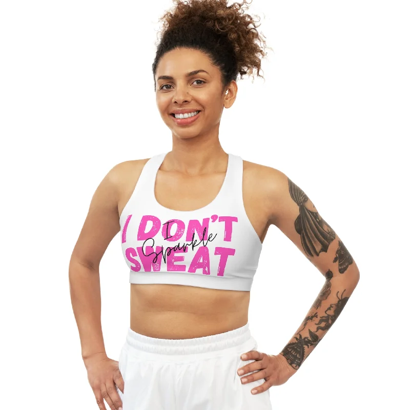 Kickin Chickin Sparkle White Sports Bra Soft Strapless Bra