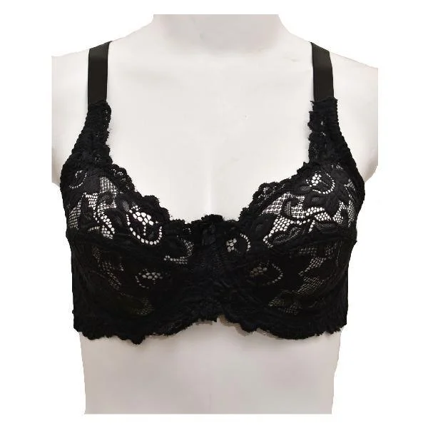 Net and Lace Embroidered Fancy Bra Comfortable Lounge Bra