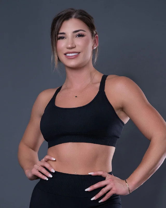 Synergy Essential Black Sports Bra Elegant Lace Lingerie