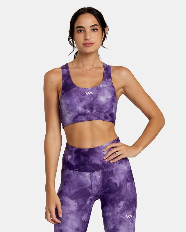 VA Essential Mid Support Sports Bra - Grape Tie Dye Soft Cup Bralette