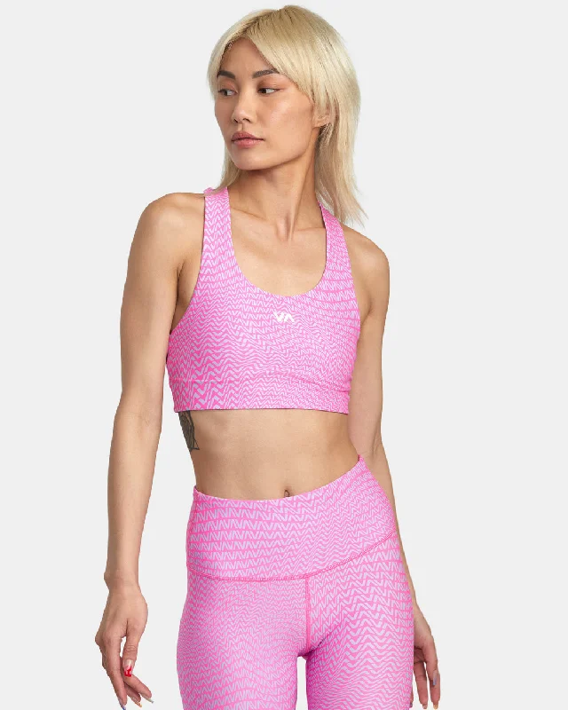 VA Essential Mid Support Sports Bra - Motif Fluro Stretchy Wireless Bra