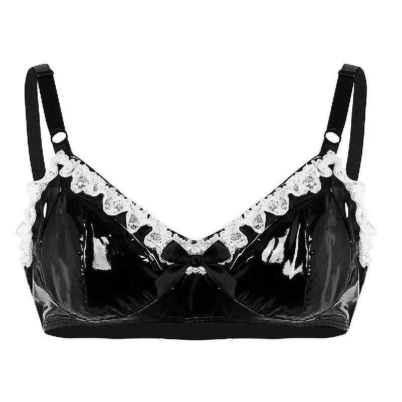 Wetlook Sissy Bowknot Bra Chic Lace Bra